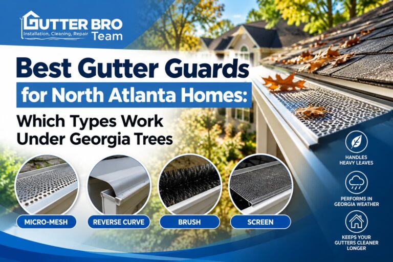 Micro-mesh, reverse-curve, brush and screen gutter guards compared on a North Atlanta home